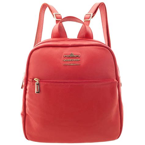 mochila de couro vermelha